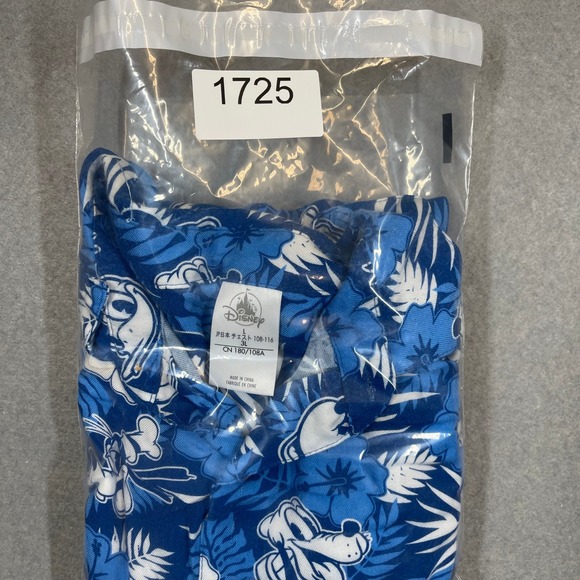 Disney Shirt Men Large Blue Aloha Hawaiian Tropical Hibiscus Flowers Mickey - Picture 12 of 12